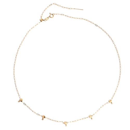 Tour de cou maille Forçat 1.6mm & 5 perles stoppeur 4mm Acier inox 304 Doré 47cm