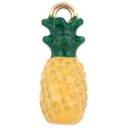 Breloque ananas 18.7x7.3 mm avec résine époxy  - Acier Inox 304 Doré  - Jaune x1|raw }}