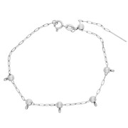 Bracelet maille Forçat 1.6 mm avec 5 perles stoppeur 4 mm - Acier inox 304 x20cm