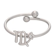 Bague réglable signe du zodiaque - Vierge - Acier inox 304L - Crystal x1