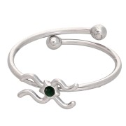 Bague réglable signe du zodiaque - Verseau - Acier inox 304L - Emeraude x1