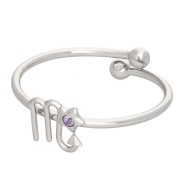 Bague réglable signe du zodiaque - Scorpion - Acier inox 304L - Light Amethyst