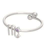 Bague réglable signe du zodiaque - Scorpion - Acier inox 304L - Light Amethyst