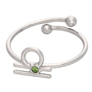 Bague réglable signe du zodiaque - Balance - Acier inox 304L - Péridot x1