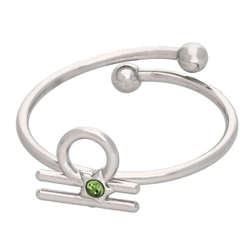 Bague réglable signe du zodiaque - Balance - Acier inox 304L - Péridot x1