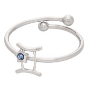 Bague réglable signe du zodiaque - Gémeaux Acier inox 304L - Light Sapphire x1