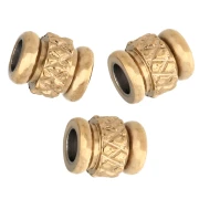 Perles tubes texturés 5x4 mm - Acier inoxydable 303 Doré x5