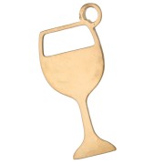 Breloque verre de vin 15.8x8 mm résine époxy - Acier Inox 304 Doré - Rouge x1