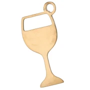 Breloque verre de vin 15.8x8 mm résine époxy - Acier Inox 304 Doré - Rouge x1
