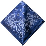 Bandana 100% coton - motif Cachemire - effet délavé - Bleu marine x1
