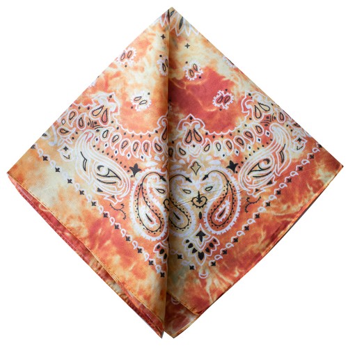 Bandana 100% coton - motif Cachemire - effet délavé - Orange x1