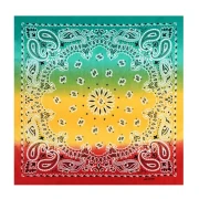 Bandana 100% coton - motif Cachemire - Tie and Dye - Rouge - Jaune - Vert x1