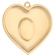 Pendentif coeur 31 mm avec résine époxy - Doré à l'or fin - Rouge x1