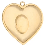 Pendentif coeur 31 mm avec résine époxy - Doré à l'or fin - Rouge x1