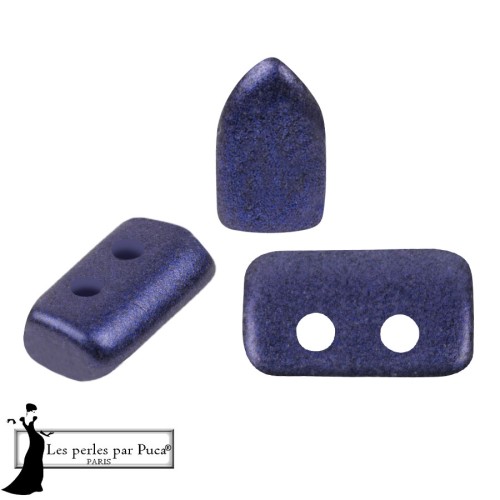 Perles en verre Piros® par Puca® 2x5 mm - Royal Blue Metallic Mat x10g