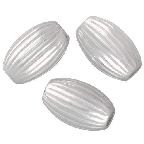 Perles olive striée 7x4 mm -Argent 925 x10