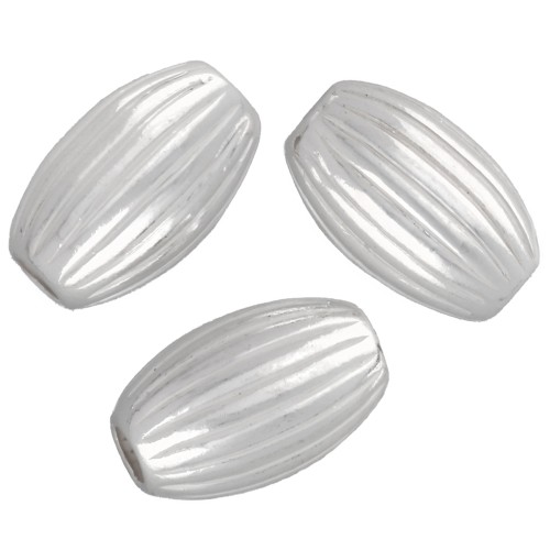Perles olive striée 8x5 mm - Argent 925 x5