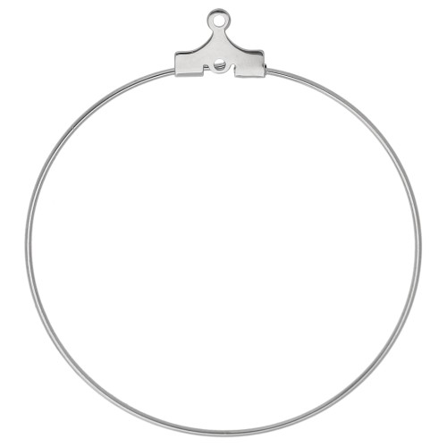 Supports boucles d'oreilles - créoles à décorer 40 mm - 1 trou - Argenté x2
