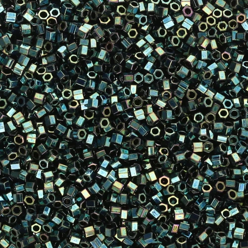 Miyuki Delica 15/0 Hex Cut DBSC0027 - Dark Green Iris Metallic x5g