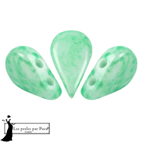Perles en verre Amos® par Puca® 5x8 mm - Green Mishmash x10g