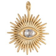 Pendentif soleil oeil en oxyde zirconium 14.7x12mm Doré à l'or fin  - Crystal x1|raw }}