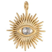Pendentif soleil oeil en oxyde zirconium 14.7x12mm Doré à l'or fin - Crystal x1