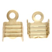 Pince lacet plat strié 4 mm - Doré x10