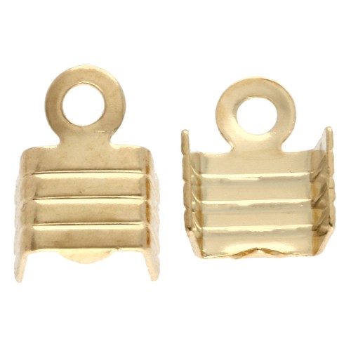 Pince lacet plat strié 4 mm - Doré x10