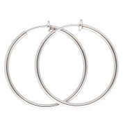 Créoles clips - Pour oreilles non percées 35 mm - Argenté x2
