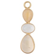 Pendentif géométrique 29x8mm Doré Or fin Calcite jaune - Cristal de roche -Citrine