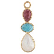 Pendentif géométrique 29x8 mm Doré Or fin - Tourmaline - Apatite - Pierre de lune
