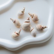 Pendentif coquillage de 20 à 30 mm avec bordures dorées - Naturel x1