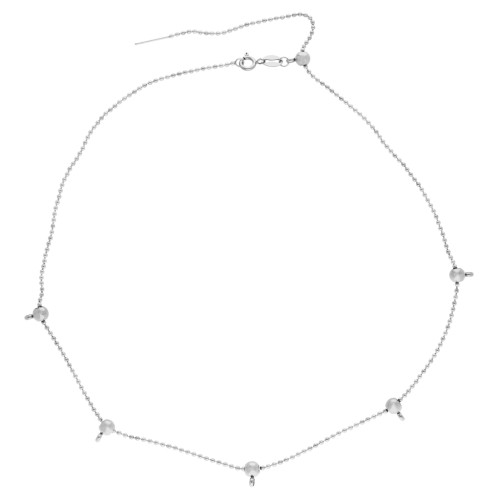 Tour de cou maille boule 1.5 mm avec 5 perles stoppeur 5 mm - Acier inox 304 x1
