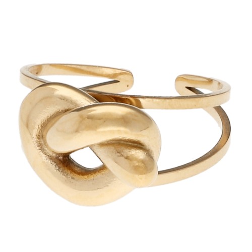 Bague noeud réglable 11x14 mm - Taille 51 à 56 - Acier inoxydable 304 Doré x1