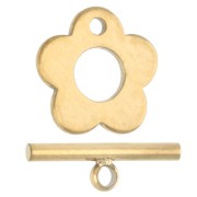 Doré - Or 18K - 750/1000 - Fermoir T fleur 8 mm - Acier inoxydable 304 Doré x1 Fermoir T fleur 8 mm - Acier inoxydable 304 Doré x1