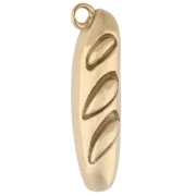 Breloque baguette de pain 18x5 mm - Acier inoxydable 316 Doré x1