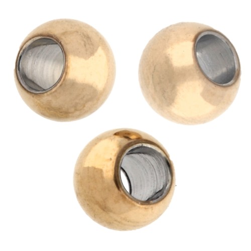 Perles rondes aplaties 4x3 mm - Acier inoxydable 316F Doré x100