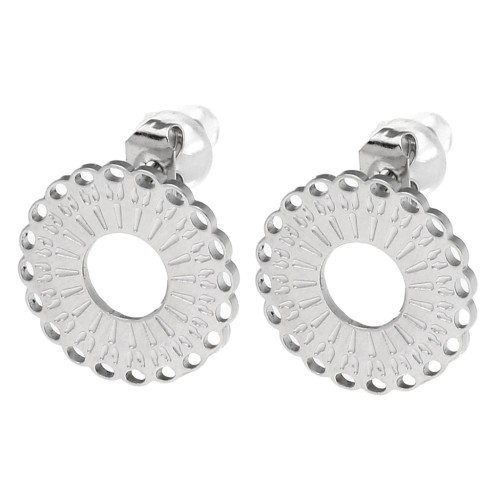 Clous d'oreilles rond multi-trous 14 mm - anneau ouvert - Acier inox 316L x2