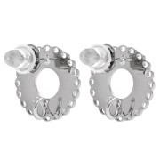 Clous d'oreilles rond multi-trous 14 mm - anneau ouvert - Acier inox 316L x2