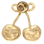 Broche pin's cerises effet martelé 38x37 mm - Acier inoxydable 304 Doré x1