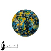 Jet - Cabochon rond en verre par Puca® 14 mm - Enamel Blue Yellow x1 Cabochon rond en verre par Puca® 14 mm - Enamel Blue Yellow x1