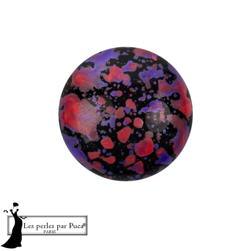 Cabochon rond en verre par Puca® 14 mm - Enamel Purple and Red x1