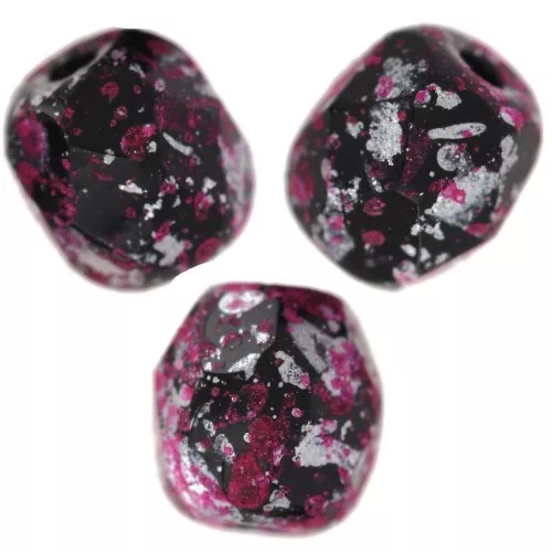 Facettes 4 mm Jet Tweedy Pink x50
