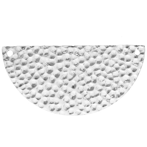 Pendentif intercalaire demi-lune martelée 15x30 mm - Placage Argent fin x1