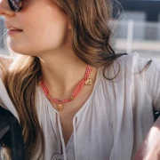 Mes bijoux DIY - Kit collier avec ruban vichy et breloques coeurs