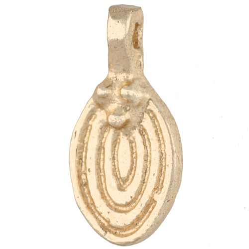 Breloque ovale rainuré 19x9 mm avec petites boules - Doré light x1