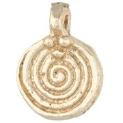 Breloque ronde 14 mm - motif spirale - Doré Light x1