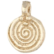 Breloque ronde 14 mm - motif spirale - Doré Light x1