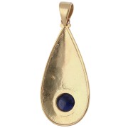 Pendentif goutte ethnique 39x18 mm pierre gemme 8 mm - Saphir - Doré à l'or fin