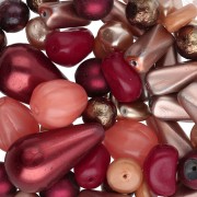 Assortiment de perles de bohème - Mix Grenat x50g